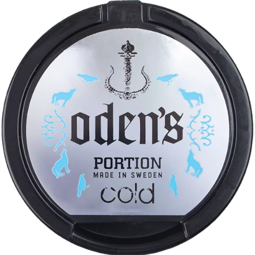 Odens Cold Portion snus with fresh mint flavour, spicy tobacco notes and lower nicotine content.

