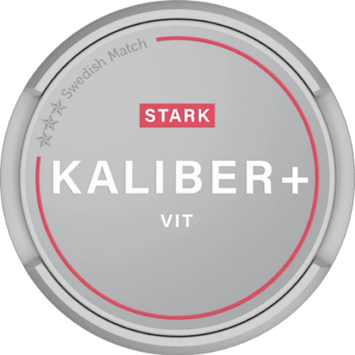 Kaliber Plus White Strong Snus – weiße Portionen, kaum Tropfen, starker Nikotingehalt bis 13 mg/g für langanhaltenden Geschmack.
