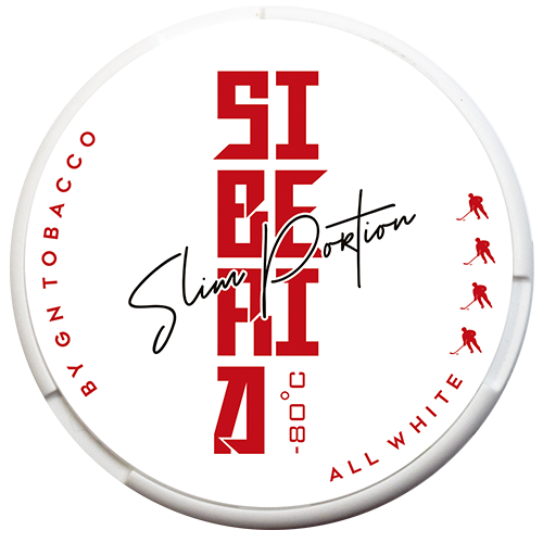 Siberia All White Slim snus with high nicotine and icy menthol flavor in discreet slim white pouches.
