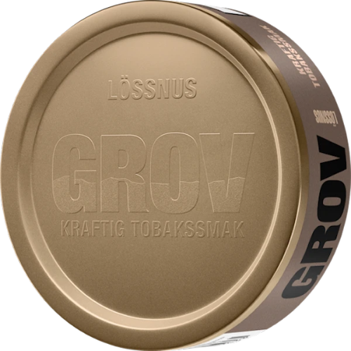 Grov Lössnus – traditional Swedish loose snus with robust tobacco flavor and moist texture for custom portions.
