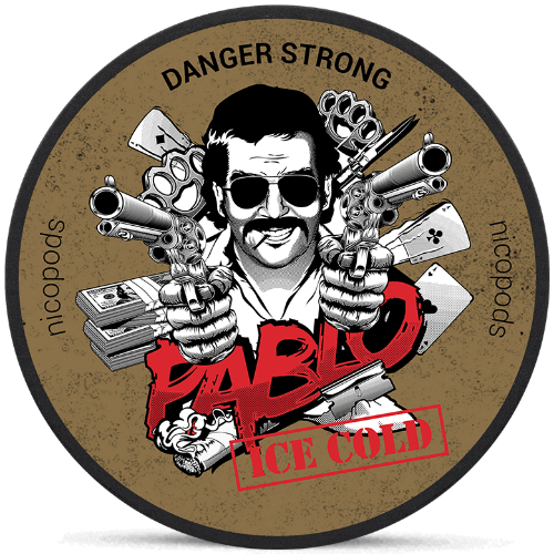 Pablo Ice Cold nicotine pouches with strong mint flavor and 30 mg/g nicotine in slim discreet format
