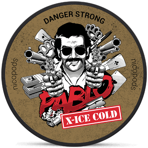 Pablo X-ICE Cold nicotine pouches with icy menthol and ginger flavor in slim format for strong experience
