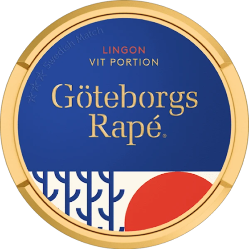 Göteborgs Rapé White Large Lingon – classic Swedish snus with lingonberry flavor in large white portions.
