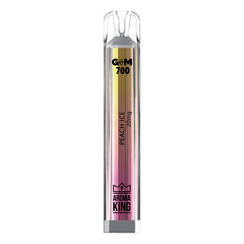 AROMA KING GEM 700 Peach Ice disposable vape with sweet peach and cool menthol flavor
