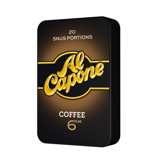 Al Capone Coffee White Snus – smooth coffee flavor in slim all white nicotine pouches for discreet enjoyment.

