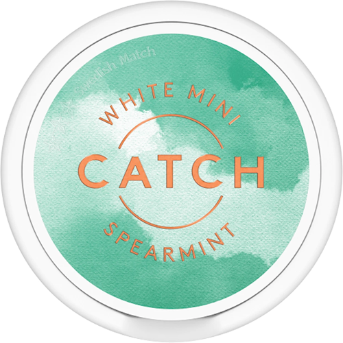 Catch Spearmint White Mini – refreshing spearmint snus in discreet white mini pouches for a fresh taste.
