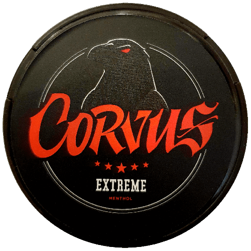 Corvus Extreme – extra starker Snus mit 44 mg/g Nikotin und erfrischendem Mentholgeschmack in weißen Beuteln.
Corvus Extreme – extra starker Snus mit 44 mg/g Nikotin und erfrischendem Mentholgeschmack in weißen Beuteln.