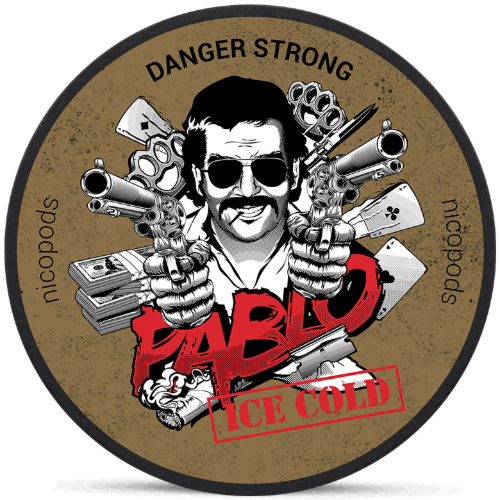 Pablo Ice Cold nicotine pouches with strong mint flavor and 30 mg/g nicotine in slim discreet format
