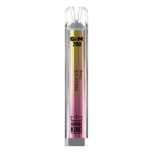AROMA KING GEM 700 Peach Ice disposable vape with sweet peach and cool menthol flavor
