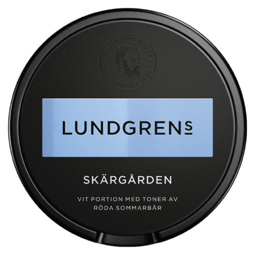 Lundgrens Skärgården White Portion snus with raspberry and strawberry notes, 10 mg nicotine per gram
