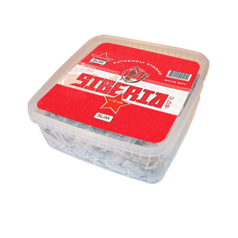 Siberia Red White Dry Slim 500g snus with 43 mg/g nicotine and cool menthol flavor in bulk slim pouches.
