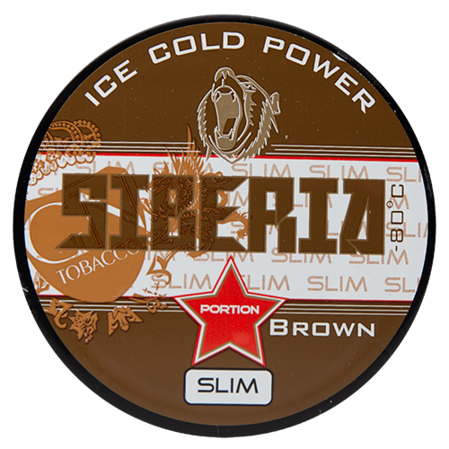 Siberia Brown Slim Portion – extra strong snus with bold tobacco taste and refreshing mint in slim format.
