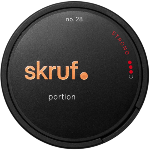 Skruf Stark Portion #3 – strong Swedish snus with rich tobacco flavor and powerful nicotine kick.
