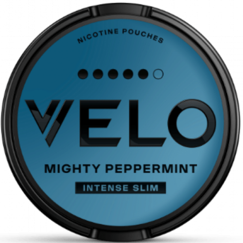 VELO Mighty Peppermint 5 nicotine pouches with peppermint and menthol flavor, 14mg nicotine, tobacco-free
