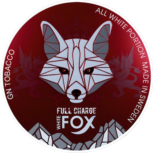 White Fox Full Charge – tobacco-free snus with strong mint flavor and high nicotine in all white slim pouches.
