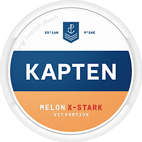 Kapten Melon Extra Strong Portion – sweet melon flavor with bold tobacco taste and extra strong nicotine kick.
