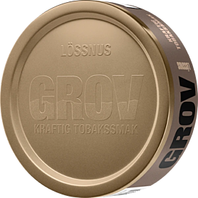 Grov Lössnus – traditional Swedish loose snus with robust tobacco flavor and moist texture for custom portions.
