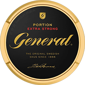 General Original Portion Extra Strong – classic Swedish snus with rich tobacco flavor and extra strong nicotine kick.
