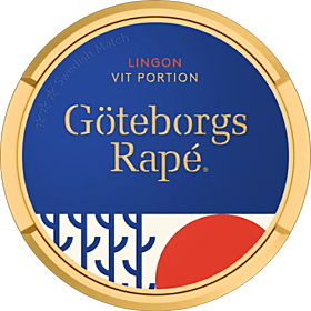Göteborgs Rapé White Large Lingon – classic Swedish snus with lingonberry flavor in large white portions.
