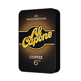 Al Capone Coffee White Snus – smooth coffee flavor in slim all white nicotine pouches for discreet enjoyment.
