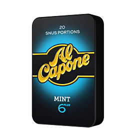 Al Capone Mint White Snus – fresh mint flavor in slim all white nicotine pouches for discreet enjoyment.
