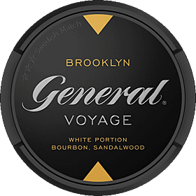 General Voyage Brooklyn White Portion Swedish snus – white portion snus with roasted tobacco, bourbon and sandalwood flavor notes