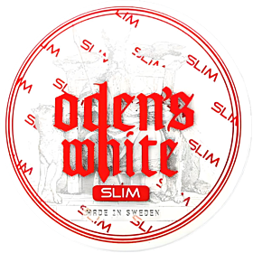 Odens Extreme White Slim snus with strong tobacco aroma and intense cool peppermint flavor.
