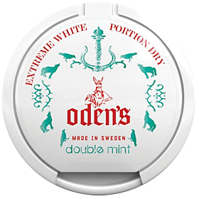 Odens Doublemint Extreme Cold Dry chewing tobacco with cool crisp taste and 22mg/g nicotine.
