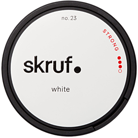 Skruf White Strong #3 – strong white portion snus with pure tobacco flavor, minimal drip and lasting freshness.
