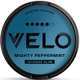 VELO Mighty Peppermint 5 nicotine pouches with peppermint and menthol flavor, 14mg nicotine, tobacco-free
