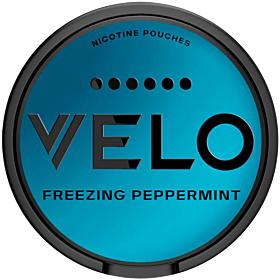 VELO Freezing Peppermint 6 slim nicotine pouches with strong peppermint and refreshing menthol flavor
