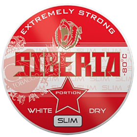 Siberia Red White Dry Slim Portion Snus, extreme strength, mint flavor, Swedish version
