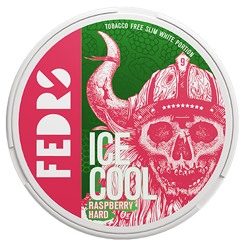 FEDRS ICE COOL RASPBERRY HARD slim nicotine pouches with sweet raspberry flavor and high nicotine content
