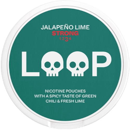 LOOP Jalapeño Lime Slim Strong nicotine pouches with hot jalapeño and fresh lime flavor, strong strength
