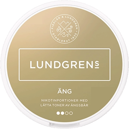 Lundgrens Äng nicotine pouches with floral meadow flavor – premium Swedish tobacco-free snus alternative in light green round can