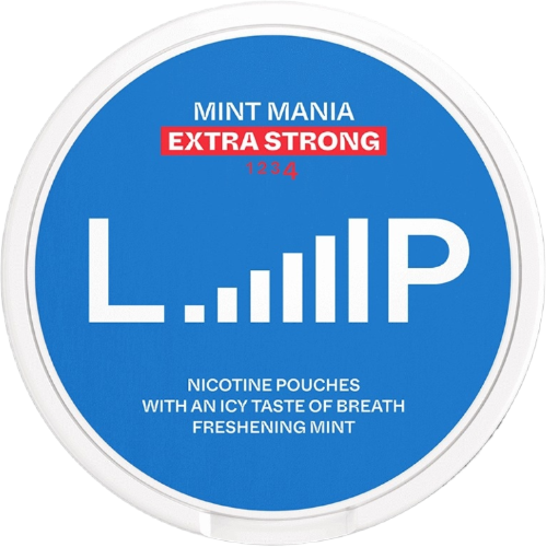 LOOP Mint Mania Slim Extra Strong nicotine pouches with refreshing menthol and sweet mint flavor
