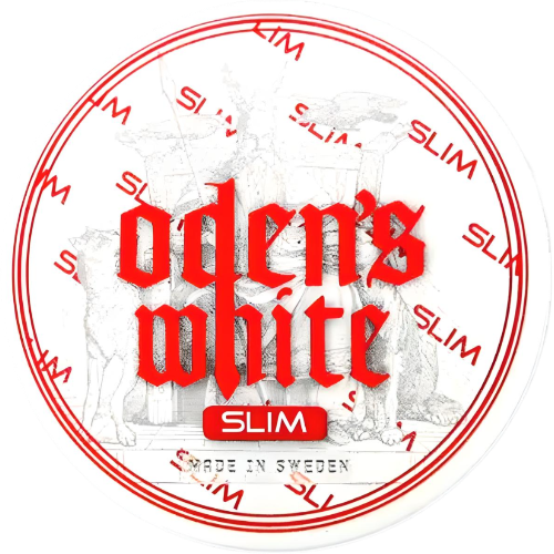 Odens Extreme White Slim snus with strong tobacco aroma and intense cool peppermint flavor.
