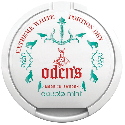 Odens Doublemint Extreme Cold Dry Kautabak mit kühlem, knackigem Geschmack und 22mg/g Nikotin.