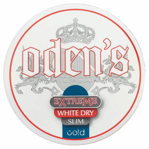 Odens Extreme White Dry Cold Slim 13g snus with strong nicotine and sharp peppermint flavor
