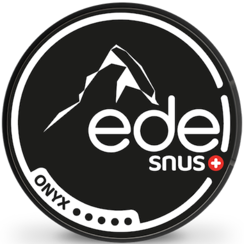 Edel Snus Onyx slim pouches with mountain herbs and eucalyptus, high nicotine, discreet white sachets.
