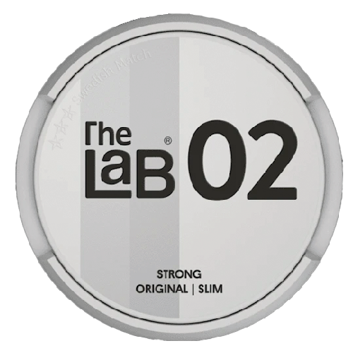 The Lab 02 Slim Portion Strong – discreet slim snus with 14–15 mg/g nicotine, low drip and balanced flavor.

