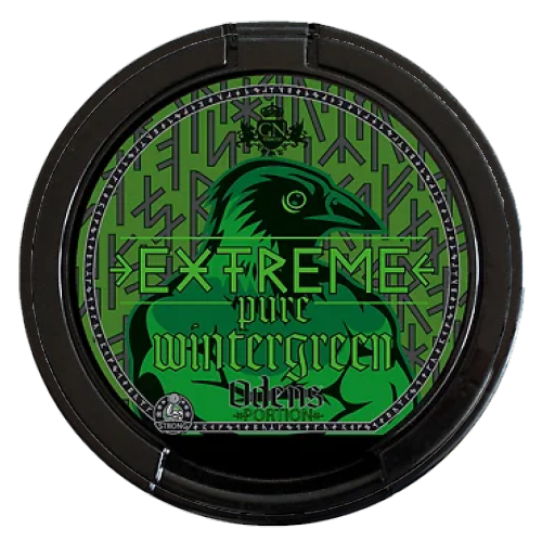 Oden's Pure Wintergreen Extreme Portion Snus mit starkem Wintergreen-Geschmack und hoher Nikotinstärke