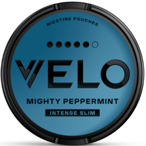 VELO Mighty Peppermint 5 nicotine pouches with peppermint and menthol flavor, 14mg nicotine, tobacco-free
