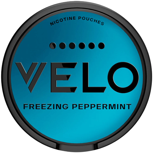 VELO Freezing Peppermint 6 slim nicotine pouches with strong peppermint and refreshing menthol flavor

