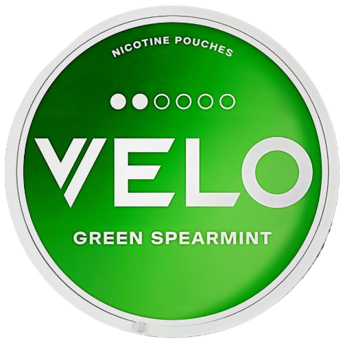 Velo Green Spearmint – slim nicotine pouches with cool menthol flavor, discreet use and long-lasting release.
