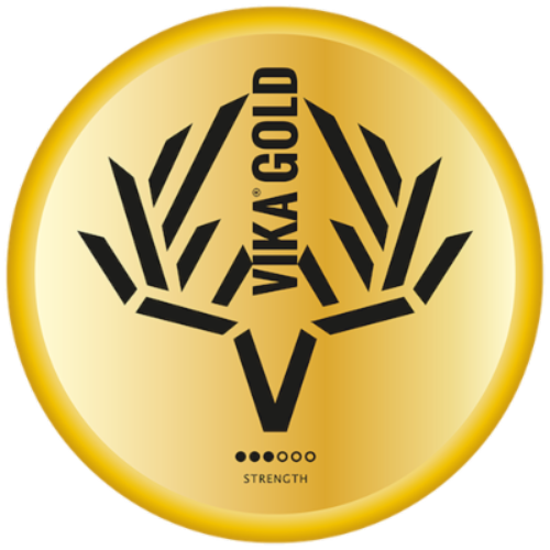 Vika Gold White Portion Snus with intense dark tobacco taste and subtle notes of malt and chocolate.
