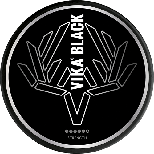 Vika Black – strong nicotine pouches with 28 mg/g, fresh bergamot and cool menthol flavor.
