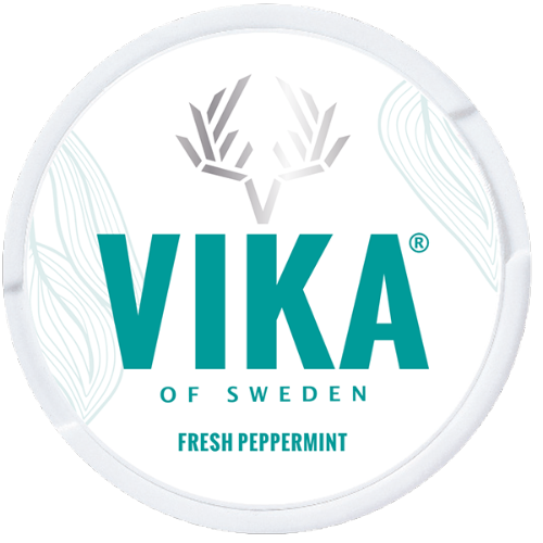 Vika Fresh Peppermint slim all-white nicotine pouches with strong peppermint flavor for lasting freshness.
