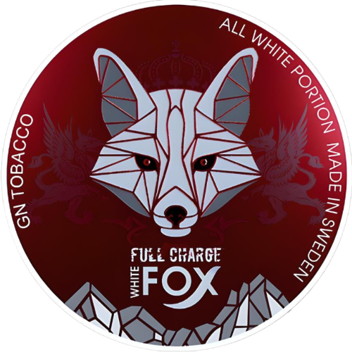 White Fox Full Charge – tobacco-free snus with strong mint flavor and high nicotine in all white slim pouches.
