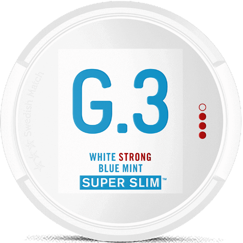G.3 Super Slim White Strong Blue Mint – cool blue mint flavor in discreet super slim white pouches for a fresh kick.
G.3 Super Slim White Strong Blue Mint – cool blue mint flavor in discreet super slim white pouches for a fresh kick.